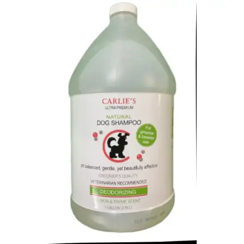Carlies Ultra Premium Deoderizing Dog Shampoo, Lemon & Thyme Scent For Dogs Gallon Groomer Bottle Carlies Ultra Premium Deoderizing Dog Shampoo, Lemon & Thyme Scent For Dogs Gallon Groomer Bottle