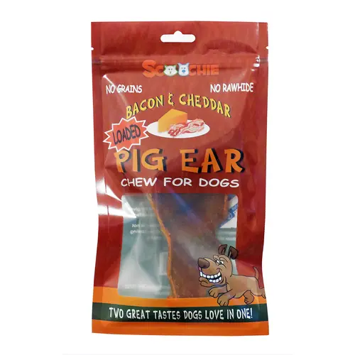 Bacon & Cheddar Loaded Pig Ears 1 Pack Pegable Zip Lock Bag Bacon & Cheddar Loaded Pig Ears 1 Pack Pegable Zip Lock Bag