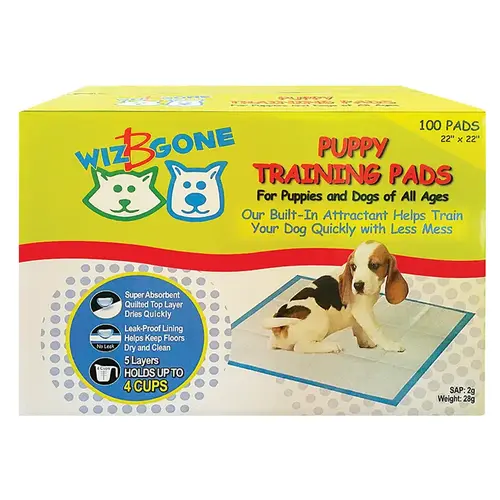 Wiz B Gone 100 Pack Puppy / Adult Training Pads 22" X 22" Boxed Wiz B Gone 100 Pack Puppy / Adult Training Pads 22" X 22" Boxed