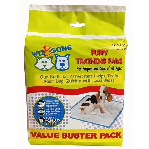 12 Piece Value Pack Training Pads 22" X 22" in Printed Pegable Bag 12 Piece Value Pack Training Pads 22" X 22" in Printed Pegable Bag