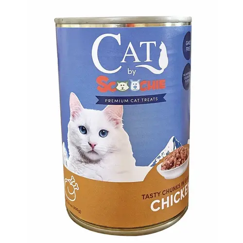 Cat by Scoochie Chicken Flavor Chunky Cat Food 14 Ounce Pop Top Can