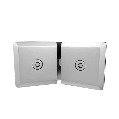 Beveled Glass to Glass Operable Transom Clip 135 Degrees 3/8" and 1/2" Glazing Thickness Satin Chrome Finish