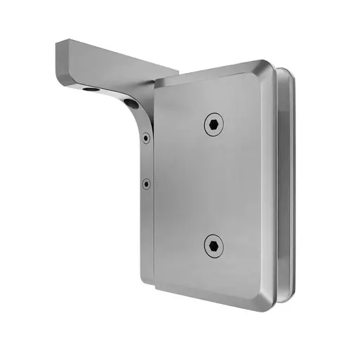 Glass To Wall Mount Pivot Hinge With Reversible L Bracket 3/8" and 1/2" Glass Thickness Satin Chrome Finish