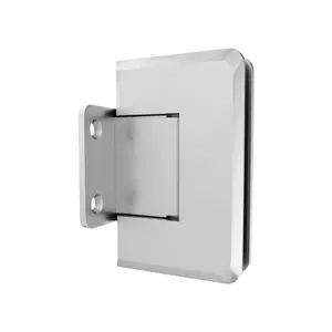 Brixwell H-PGTWA-SA Adjustable Glass To Wall Mount Shower Door Hinge 3/8" and 1/2" Glass Thickness With Short Back Plate Type Satin Finish