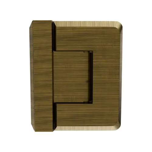 Glass To Glass Mount Shower Door Hinge 90 Degrees 3/8" and 1/2" Glass Thickness Antique Brass Finish