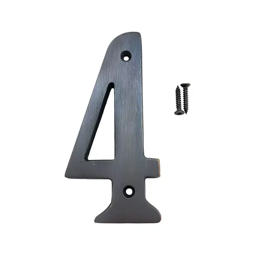 Solid Brass House Number 4 Oil Rubbed Bronze 4" Height