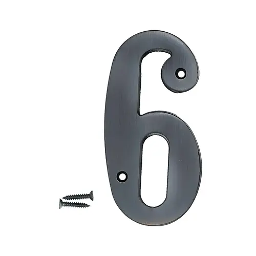 4 Inches Height Solid Brass House Number Number 6 Oil Rubbed Bronze - pack of 2