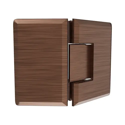Glass To Glass Mount Hinge 135 Degrees 3/8" and 1/2" Glazing Thickness Antique Copper Finish