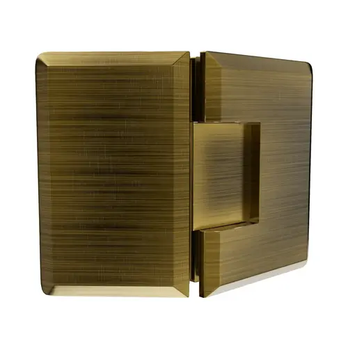 Adjustable Glass To Glass Mount Hinge 135 Degrees 3/8" and 1/2" Glazing Thickness Antique Brass Finish