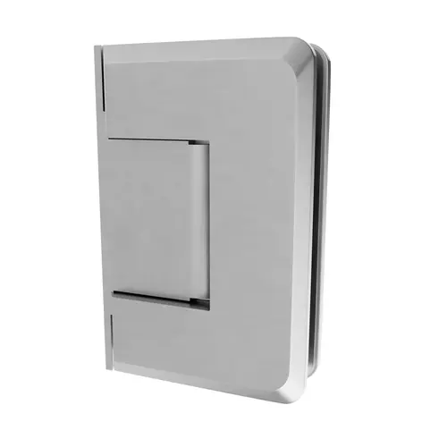 Glass To Wall Mount Shower Door Hinge 3/8" and 1/2" Glass Thickness With Offset Back Plate Type Satin Chrome Finish
