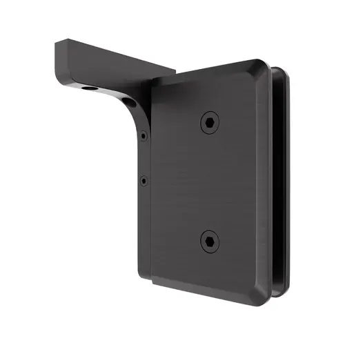 Glass To Wall Mount Pivot Hinge With Reversible L Bracket 3/8" and 1/2" Glass Thickness Brushed Pewter Finish
