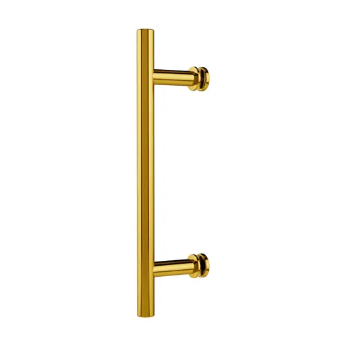 Push Pull Handle Single Mount For 3/8" to 1/2" Glass Thickness 6" Center To Center 10" Length Polished Brass Finish Push Pull Handle Single Mount For 3/8" to 1/2" Glass Thickness 6" Center To Center 10" Length Polished Brass Finish