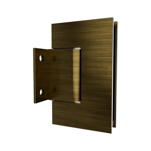 Wall Mount Hinge With Short Back Plate 3/8" and 1/2" Glass Thickness Adjustable Type Antique Brass Finish Wall Mount Hinge With Short Back Plate 3/8" and 1/2" Glass Thickness Adjustable Type Antique Brass Finish