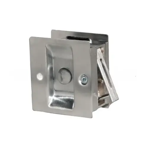 Privacy Pocket Door Lock Square Cutout for 1-3/4" Thick Door Satin Nickel Finish Privacy Pocket Door Lock Square Cutout for 1-3/4" Thick Door Satin Nickel Finish