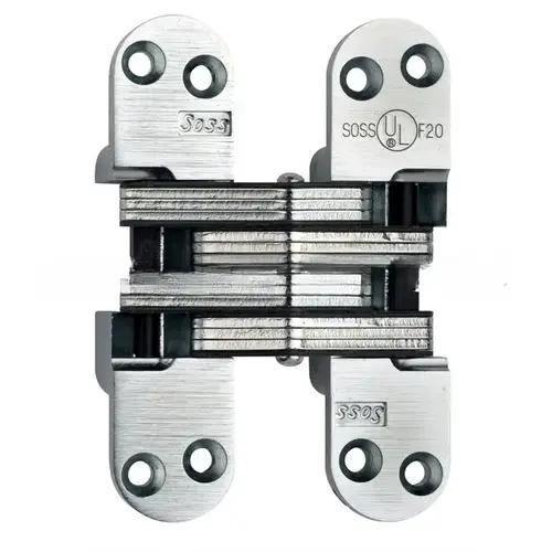 Soss 1-1/8" x 4-5/8" Heavy Duty Invisible Spring Hinge for 1-3/4" Doors Satin Chrome Finish