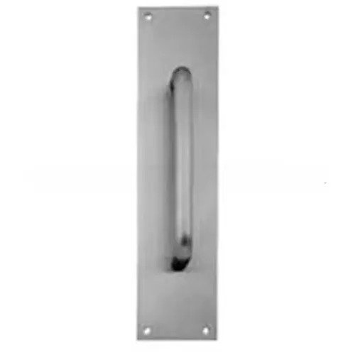 8" Straight Pull 3/4" Round with 4" x 16" Plate Satin Brass Finish 8" Straight Pull 3/4" Round with 4" x 16" Plate Satin Brass Finish