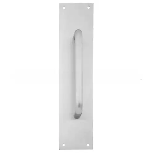 6" Straight Pull 3/4" Round with 4" x 16" Plate Satin Chrome Finish 6" Straight Pull 3/4" Round with 4" x 16" Plate Satin Chrome Finish