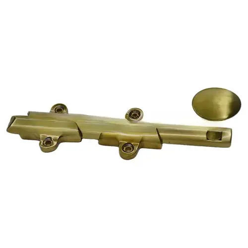 6" Surface Bolt with 3 Strikes French Antique Brass Finish 6" Surface Bolt with 3 Strikes French Antique Brass Finish