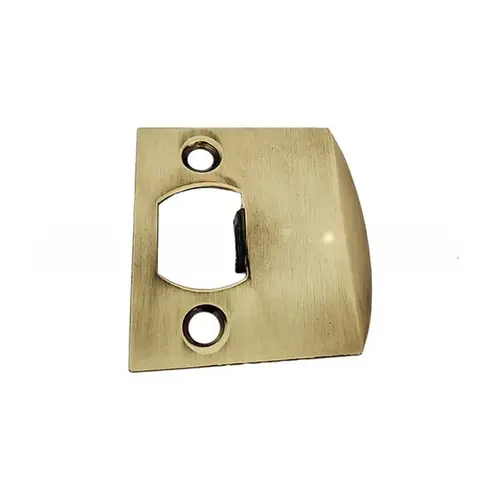 Extended Lip Strike Square Corner, Brass Material, 1.25" Lip To Center, 2.25" X 1.875" Dimensions, French Antique Brass Finish Extended Lip Strike Square Corner, Brass Material, 1.25" Lip To Center, 2.25" X 1.875" Dimensions, French Antique Brass Finish