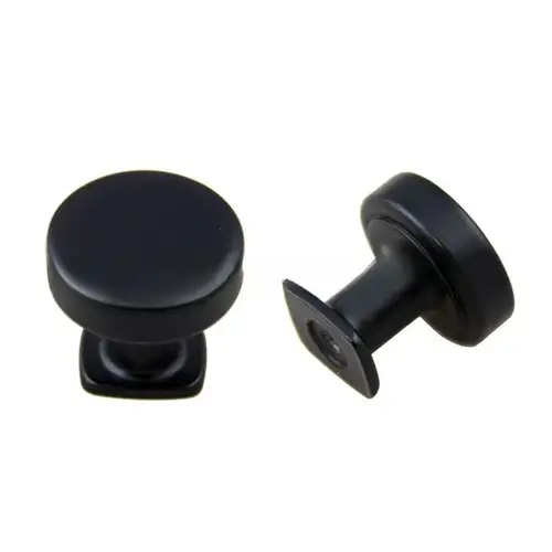 1-1/4" Diameter Round Flat Top Cabinet Knob Matte Black Finish
