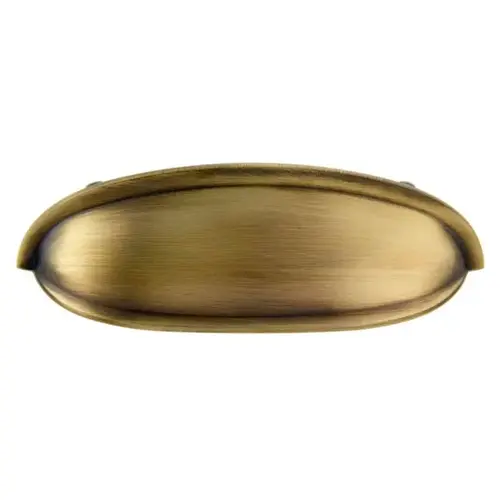 4-1/2" Bin Cabinet Pull with 3" Center to Center Antique Satin Brass Finish 4-1/2" Bin Cabinet Pull with 3" Center to Center Antique Satin Brass Finish