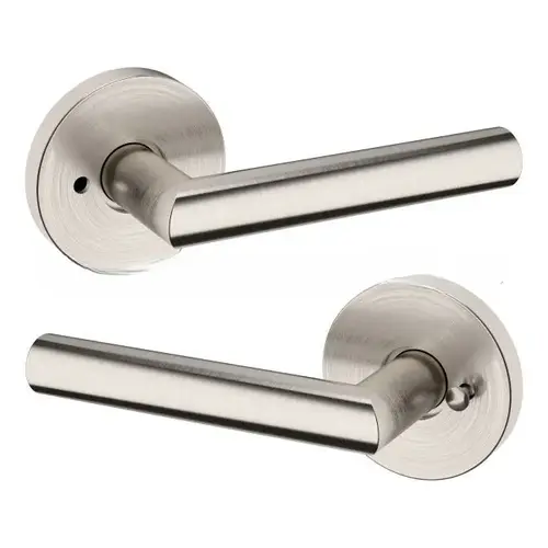 Preconfigured 5173 Lever with 5146 Rose Privacy Lock with 2-3/8" Backset and Full Lip Strike Lifetime Satin Nickel Finish Preconfigured 5173 Lever with 5146 Rose Privacy Lock with 2-3/8" Backset and Full Lip Strike Lifetime Satin Nickel Finish