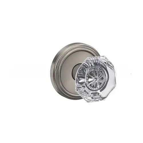 Alexandria Glass Knob with Indy Rose Non Turning Dummy Lock Satin Nickel Finish Alexandria Glass Knob with Indy Rose Non Turning Dummy Lock Satin Nickel Finish