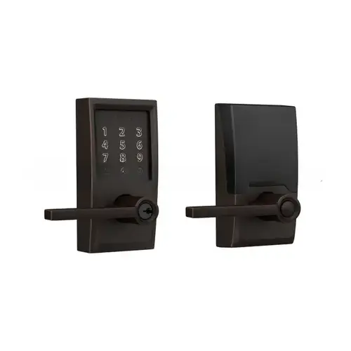Century Encode Smart Wifi Touchscreen Latitude Lever Lock with C Keyway; 16211 Latch; and 10063 Strike Aged Bronze Finish
