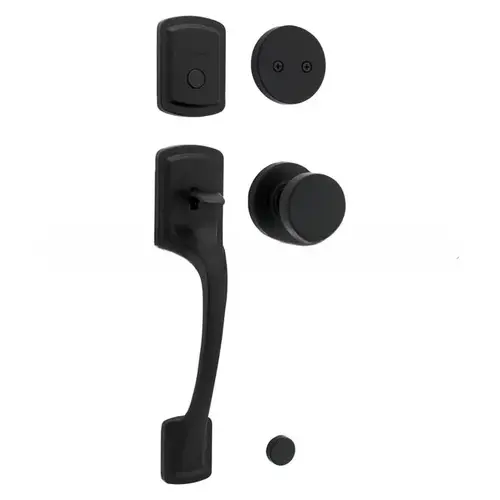 Dummy Prague Exterior Handleset with Pismo Knob with Round Rose Trim Matte Black Finish Dummy Prague Exterior Handleset with Pismo Knob with Round Rose Trim Matte Black Finish