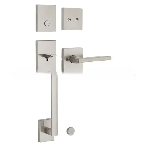 Dummy San Clemente Exterior Handleset with Halifax Lever with Square Rose Interior Trim Satin Nickel Finish Dummy San Clemente Exterior Handleset with Halifax Lever with Square Rose Interior Trim Satin Nickel Finish
