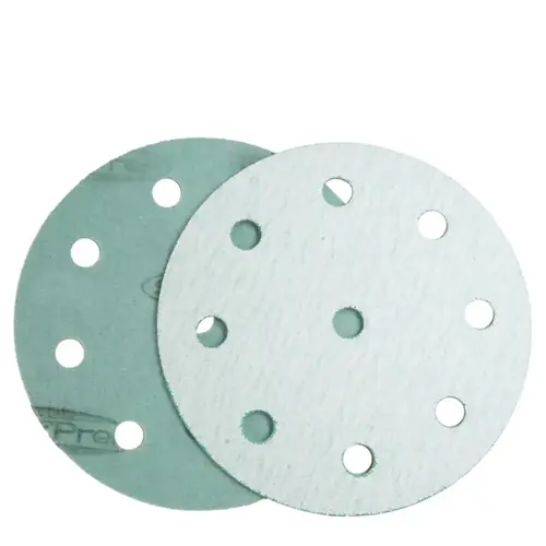 5" 180 Grit 9-Hole Aluminum Oxide Sanding Disc on Film, Silver 5" 180 Grit 9-Hole Aluminum Oxide Sanding Disc on Film, Silver