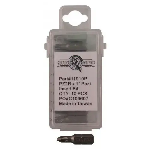 #2 x 1" Pozidriv Reduced Insert Bit (10/Box)