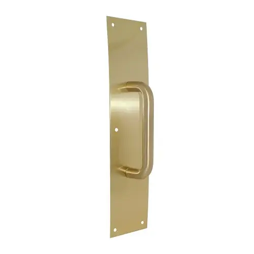 4" x 16" Pull Plate with 6" CTC 3/4" Round Pull Satin Brass Finish 4" x 16" Pull Plate with 6" CTC 3/4" Round Pull Satin Brass Finish