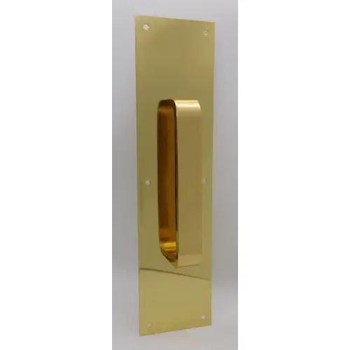 3-1/2" x 15" Pull Plate with 6" CTC Flat Pull Bright Brass Finish 3-1/2" x 15" Pull Plate with 6" CTC Flat Pull Bright Brass Finish