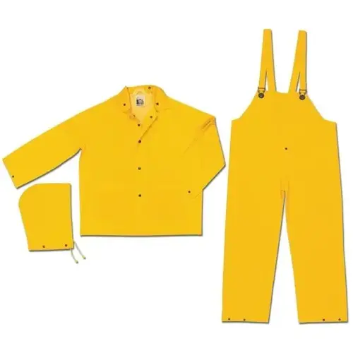Medium Yellow .32mm Polyester And Pvc 3-Piece Rain Suit