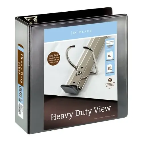 Black Heavy-Duty 4" D-Ring View Binder
