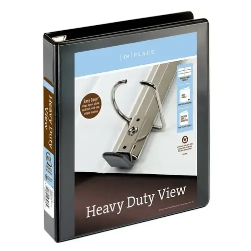 Black Heavy-Duty 1-1/2" D-Ring View Binder Black Heavy-Duty 1-1/2" D-Ring View Binder