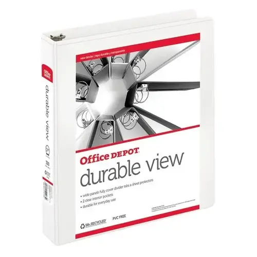 White Durable View 1-1/2" Round Ring Binder White Durable View 1-1/2" Round Ring Binder