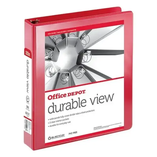 Red Durable View 1-1/2" Round Ring Binder