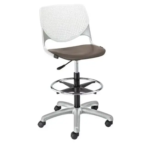 Kool Drafting Stool, White Back, Brownstone Seat Kool Drafting Stool, White Back, Brownstone Seat