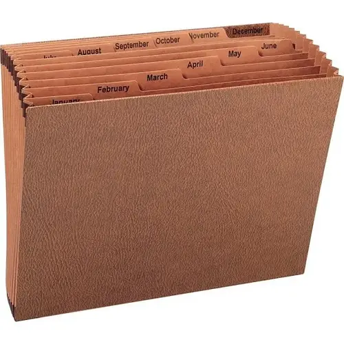 Brown Heavy-Duty Expanding Accordion File Without Flap