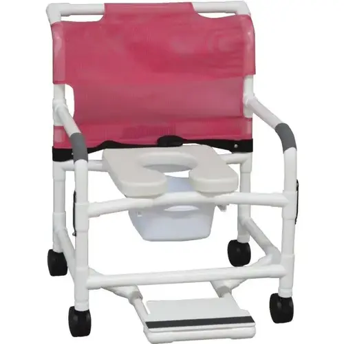 Extra-Wide Shower Chair With Pail Footrest And Double Drop Arms Mauve Extra-Wide Shower Chair With Pail Footrest And Double Drop Arms Mauve