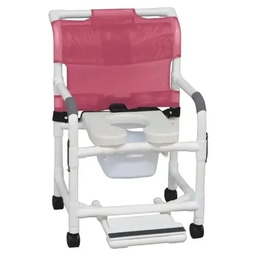 Wide Shower Chair With Pail Slideout Footrst Safety Belt And Drop Arms Mauve Wide Shower Chair With Pail Slideout Footrst Safety Belt And Drop Arms Mauve