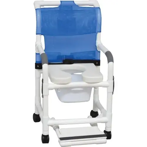 Standard Shower Chair With Pail Footrest Belt And Soft Seat Royal Blue Standard Shower Chair With Pail Footrest Belt And Soft Seat Royal Blue
