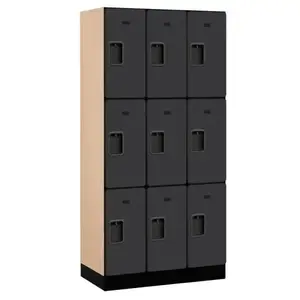 Salsbury Industries 33368BLK Black 12 Inch Wide Designer Wood Locker 6 Feet X 18 Inches