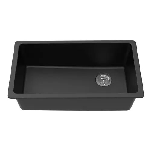 33" Undermount Granite Composite Single Bowl Sink In Black