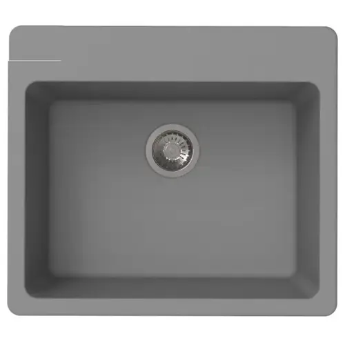 25" X 22" X 9.5" Dual Mount Granite Composite Single Bowl Sink In Gray