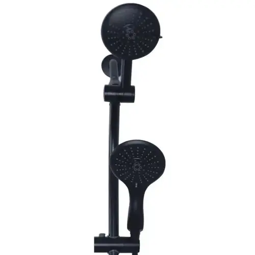 No-Drill Conversion Slide Bar With Hand Shower And Head In Matte Black No-Drill Conversion Slide Bar With Hand Shower And Head In Matte Black