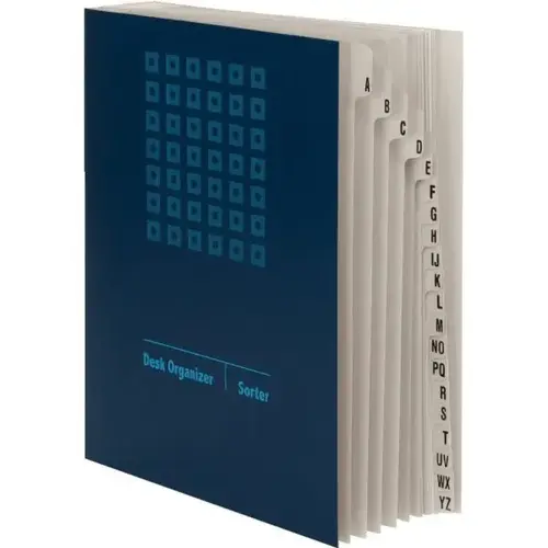 Desk File Sorter, 8-1/2" X 11", A-Z Tabs, Blue And Gray Desk File Sorter, 8-1/2" X 11", A-Z Tabs, Blue And Gray