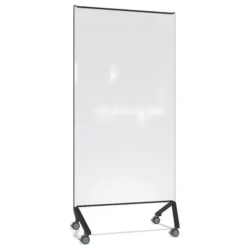 Mobile Glassboard Non-Magnetic White Painted Glass W/Blk Frame 77"H X 36"W Mobile Glassboard Non-Magnetic White Painted Glass W/Blk Frame 77"H X 36"W
